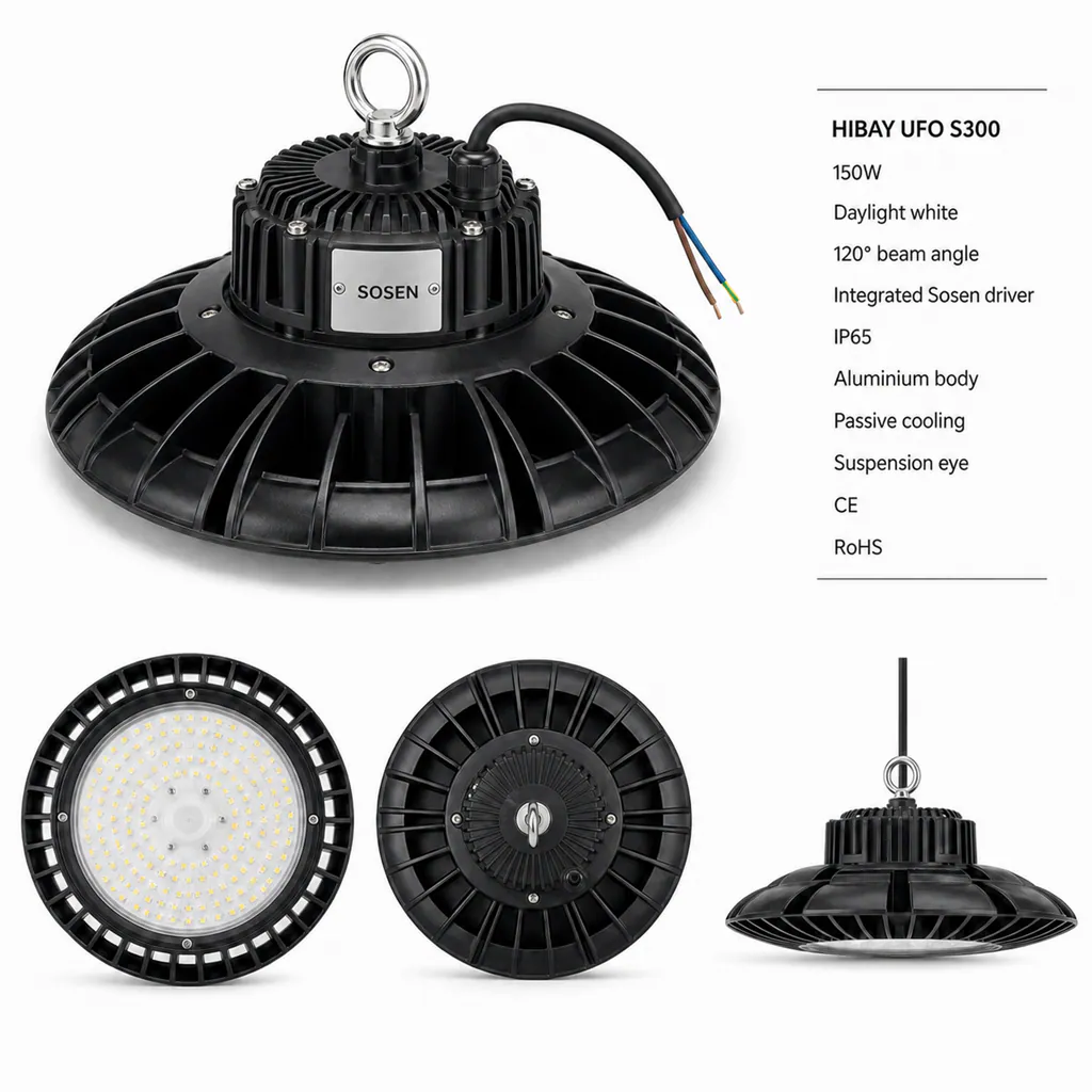 Odolné tělo svítidla HIBAY UFO S300 s krytím IP65